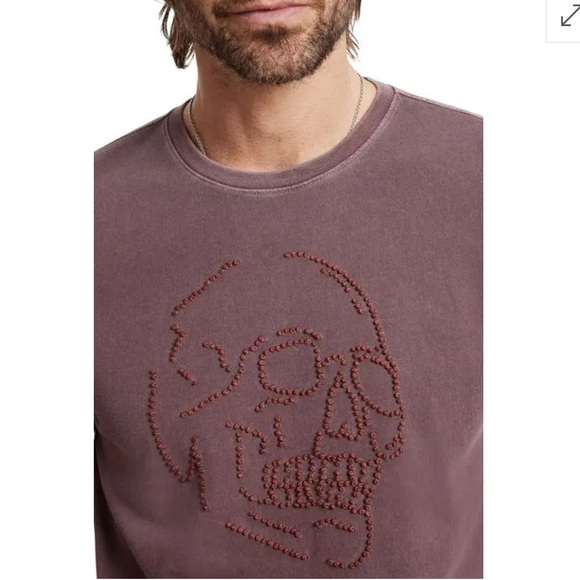 John Varvatos Beaded Skull Graphic T-Shirt Mauvewood Cotton Crewneck Sz S - Picture 10 of 12